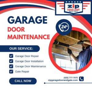 Technician repairing a garage door maintenance in Renton, WA